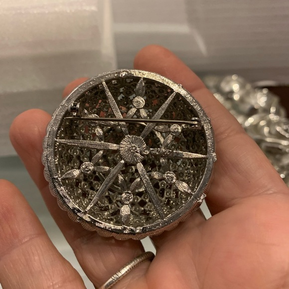 Silver Textured Brooch - Picture 3 of 3